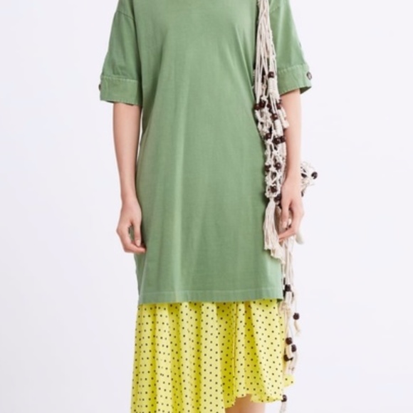 Zara | Dresses | New Zara Green Button Short Sleeve Tshirt Dress | Poshmark
